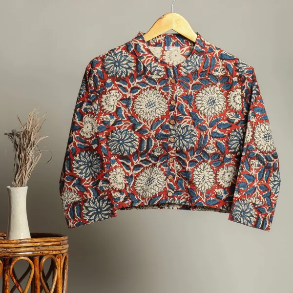 Hand_Block_Print_Cotton_Shirt_For_Women_Floral_Printed_Button_Down_Top_With_Full_Sleeves