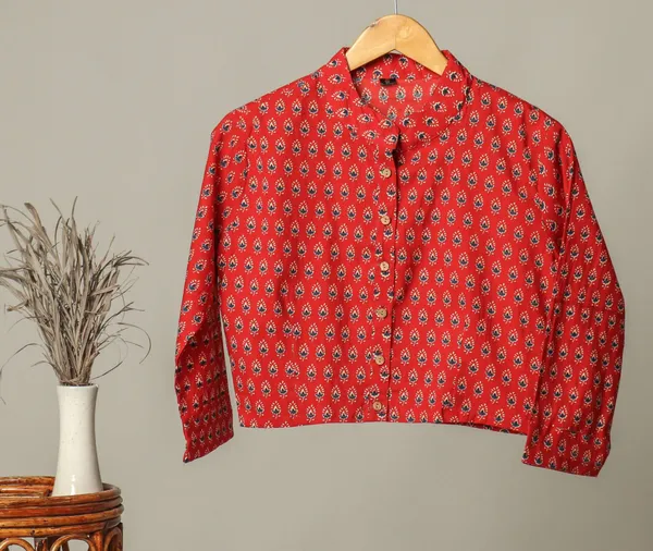 Handmade_Block_Print_Cotton_For_Women_Ethnic_Floral_Printed_Top_With_Long_Sleeves