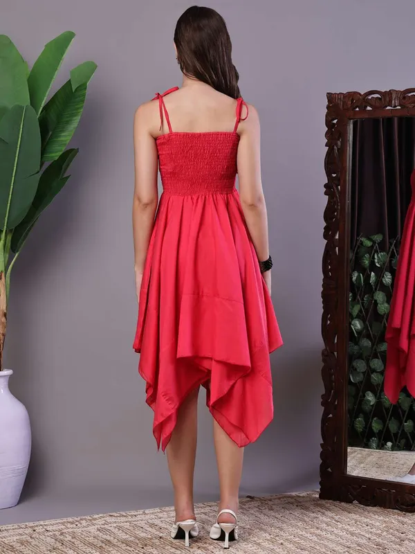 Women_S_Solid_Red_Cotton_Handkerchief_Hem_Midi_Dress_Midi_Dresses