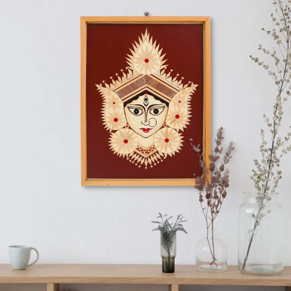 Bamboo_Hand_Crafted_Framed_Wall_Hangings_Of_Durga_Ji_For_Home_Decor_Bamboo_Framed_Art_For_Wall_Decor