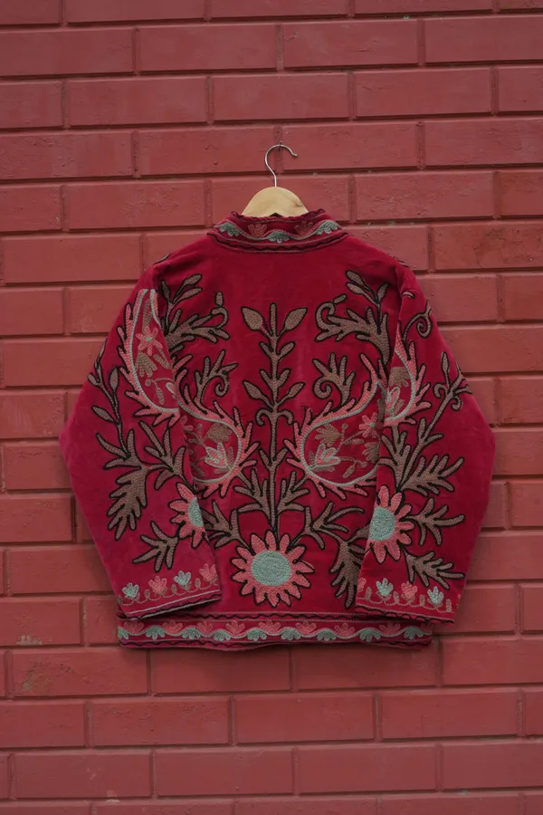 Womens_Red_Velvet_Embroidered_Jacket_With_Floral_Design