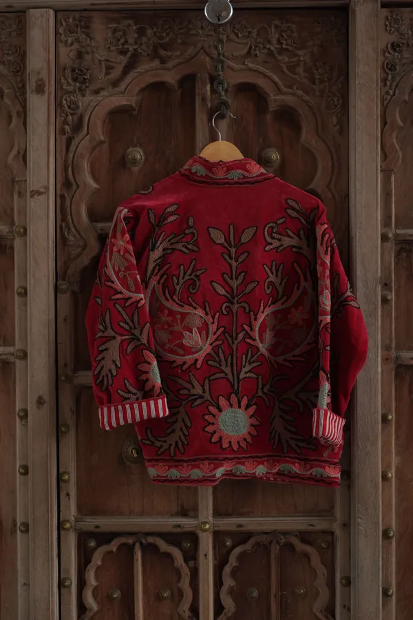 Womens_Red_Velvet_Embroidered_Jacket_With_Floral_Design