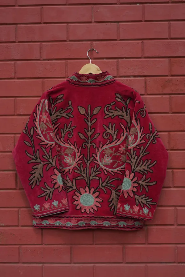 Womens_Red_Velvet_Embroidered_Jacket_With_Floral_Design