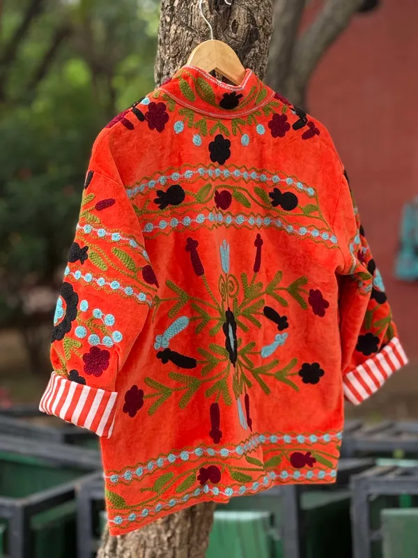 Womens_Orange_Velvet_Embroidered_Jacket_With_Floral_Design