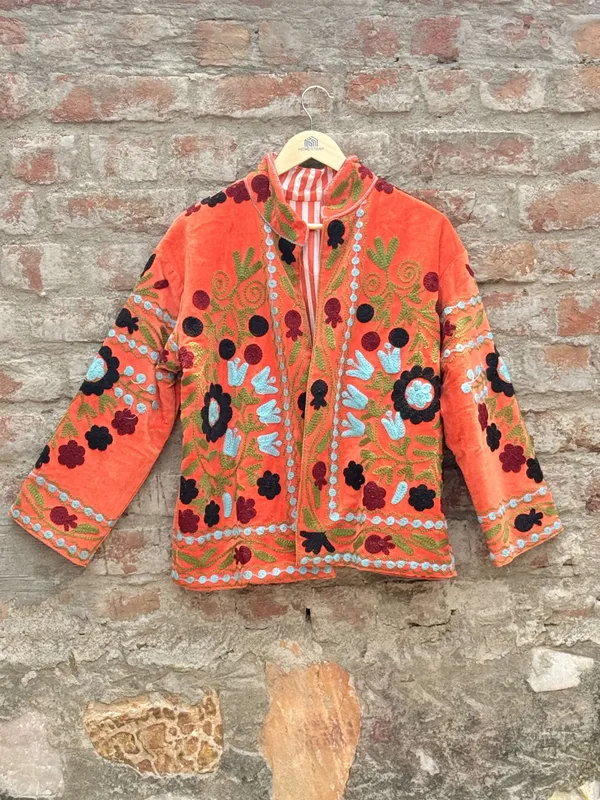 Womens_Orange_Velvet_Embroidered_Jacket_With_Floral_Design