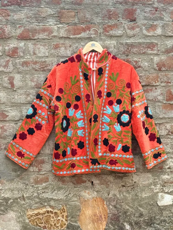 Womens_Orange_Velvet_Embroidered_Jacket_With_Floral_Design