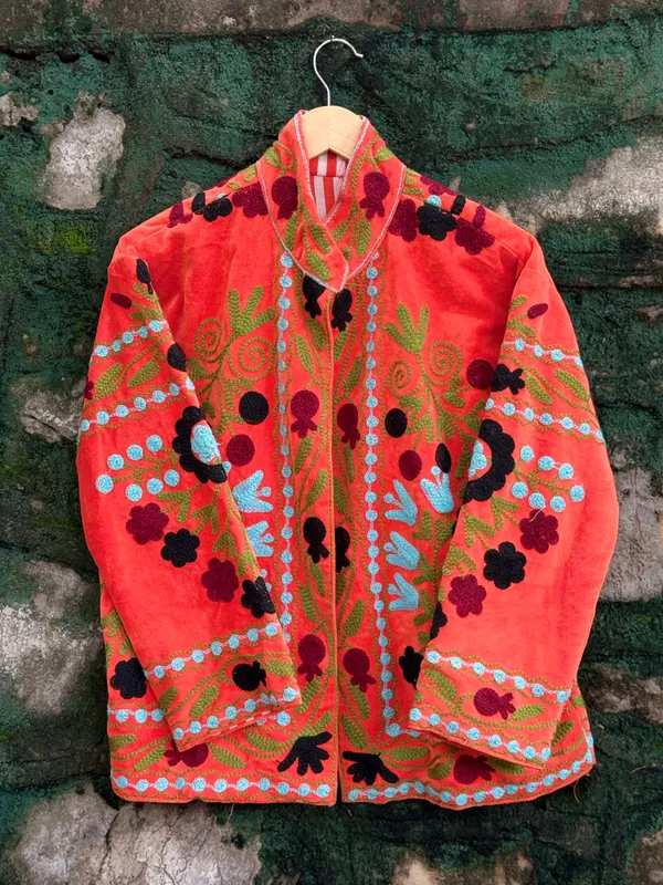 Womens_Orange_Velvet_Embroidered_Jacket_With_Floral_Design