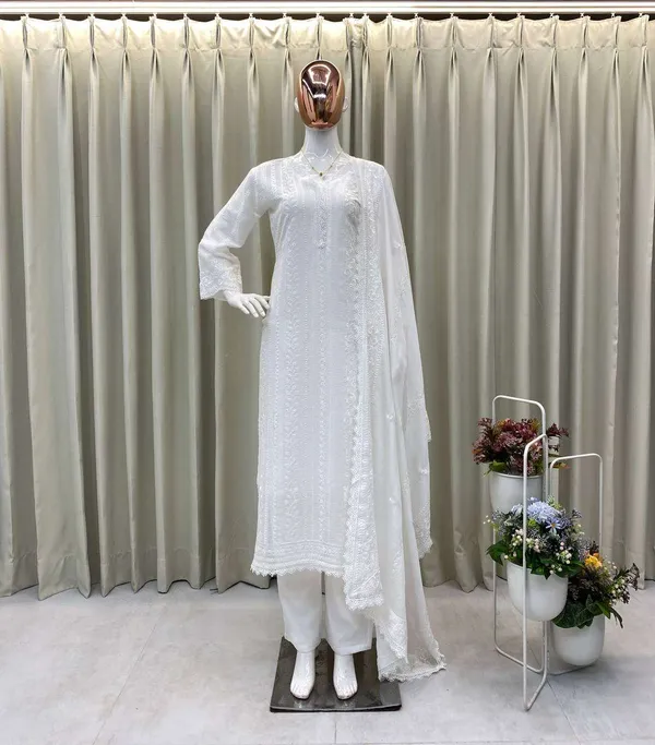 Women_S_Chinon_Silk_With_Cotton_Thread_Embroidery_Straight_Kurti_With_Pant_And_Dupatta_Set