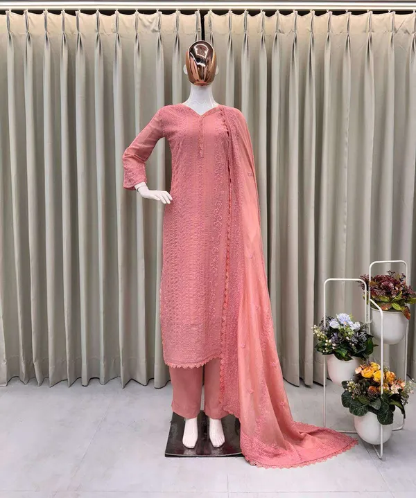 Women_S_Chinon_Silk_With_Cotton_Thread_Embroidery_Straight_Kurti_With_Pant_And_Dupatta_Set