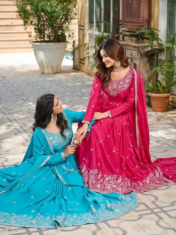 Women_S_American_Silk_Sequence_Embroidery_Long_Anarkali_Kurti_Gown_With_Dupatta