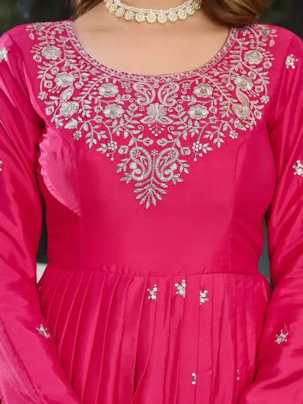 Women_S_American_Silk_Sequence_Embroidery_Long_Anarkali_Kurti_Gown_With_Dupatta