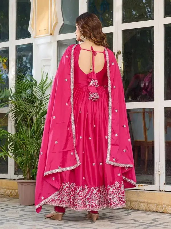 Women_S_American_Silk_Sequence_Embroidery_Long_Anarkali_Kurti_Gown_With_Dupatta