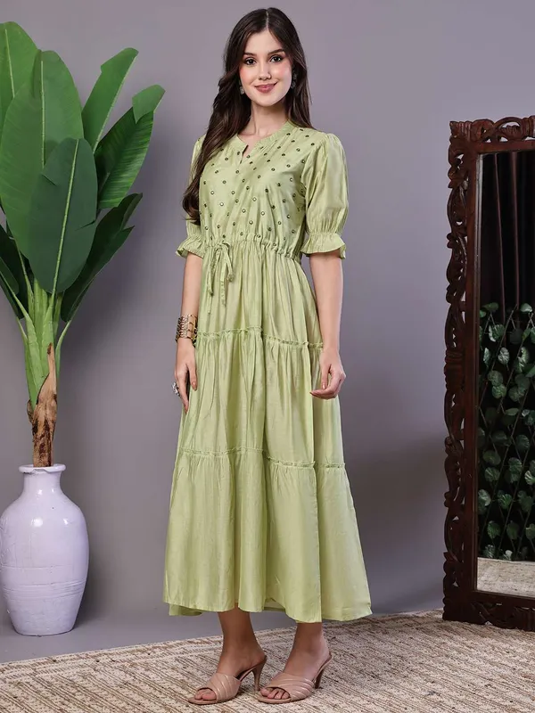 Wome_S_Boho_Chic_Forest_Green_Tiered_Maxi_Dress_With_Puff_Sleeves_Dresses