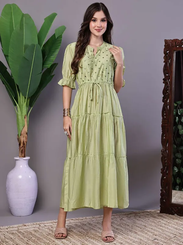 Wome_S_Boho_Chic_Forest_Green_Tiered_Maxi_Dress_With_Puff_Sleeves_Dresses