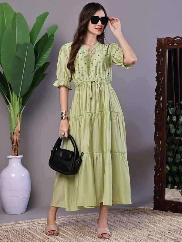 Wome_S_Boho_Chic_Forest_Green_Tiered_Maxi_Dress_With_Puff_Sleeves_Dresses