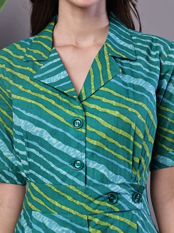 Women_S_Eal_Green_Striped_Cotton_Midi_Shirt_Dress