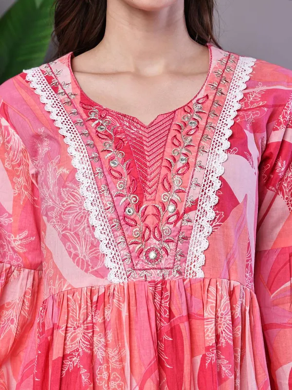 Wome_S_Pink_Floral_Printed_Cotton_A_Line_Dress_With_Embroidered_Yoke_Midi_Dresses