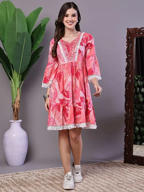 Wome_S_Pink_Floral_Printed_Cotton_A_Line_Dress_With_Embroidered_Yoke_Midi_Dresses