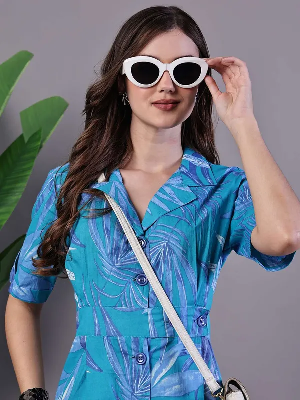 Women_S_Blue_Floral_Cotton_Pleated_Midi_Dress_With_Collar