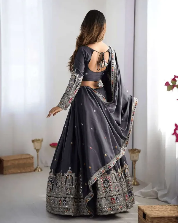 Women_S_Crepe_Silk_Sequence_Embroidery_And_Zari_Work_Rajsthani_Lehenga_Choli_With_Dupatta