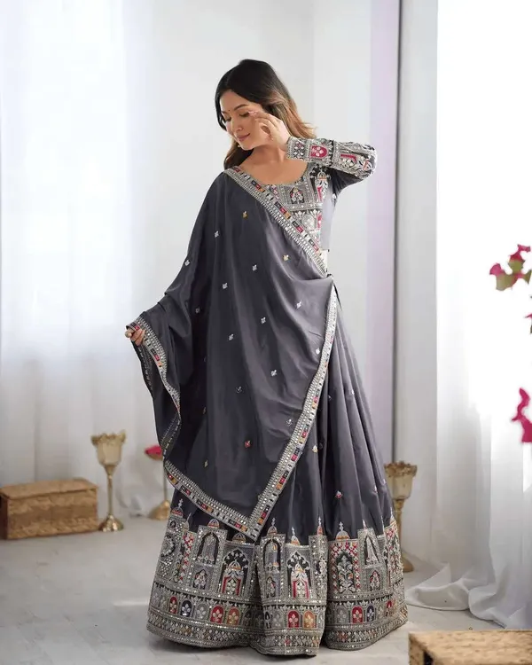 Women_S_Crepe_Silk_Sequence_Embroidery_And_Zari_Work_Rajsthani_Lehenga_Choli_With_Dupatta