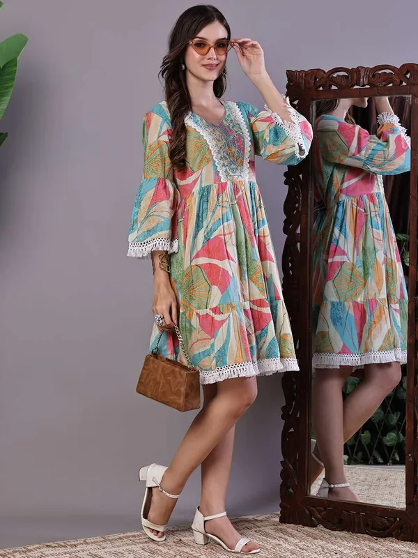 Wome_S_Multicolor_Printed_Cotton_A_Line_Dress_With_Embroidered_Yoke_Midi_Dresses