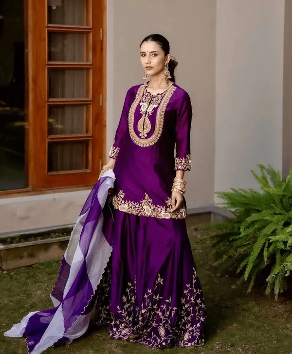 Women_S_Chinon_Silk_Sequence_Embroidery_Work_Straight_Kurti_With_Sharara_Suit_And_Dupatta_Set