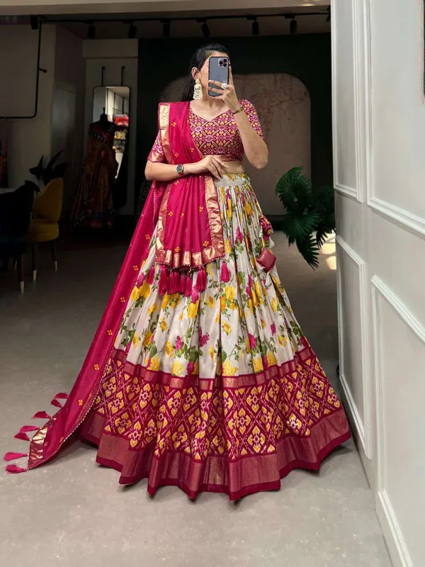 Women_S_Luxurious_Tussar_Silk_Lehenga_Choli_With_Intricate_Prints_Can_Can_Flair