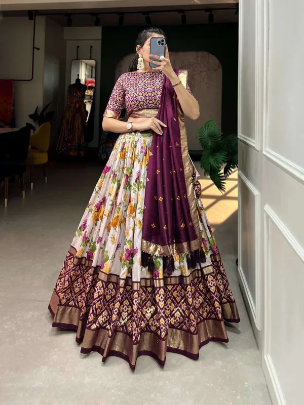 Women_S_Luxurious_Tussar_Silk_Lehenga_Choli_With_Intricate_Prints_Can_Can_Flair