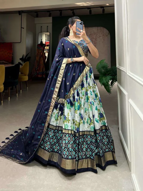 Women_S_Luxurious_Tussar_Silk_Lehenga_Choli_With_Intricate_Prints_Can_Can_Flair