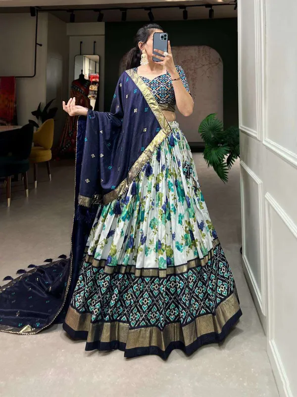 Women_S_Luxurious_Tussar_Silk_Lehenga_Choli_With_Intricate_Prints_Can_Can_Flair