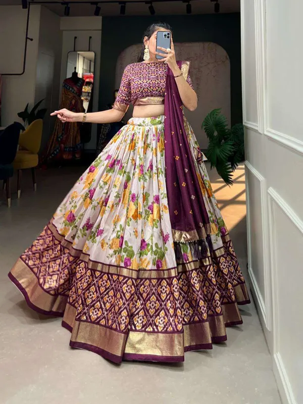 Women_S_Luxurious_Tussar_Silk_Lehenga_Choli_With_Intricate_Prints_Can_Can_Flair
