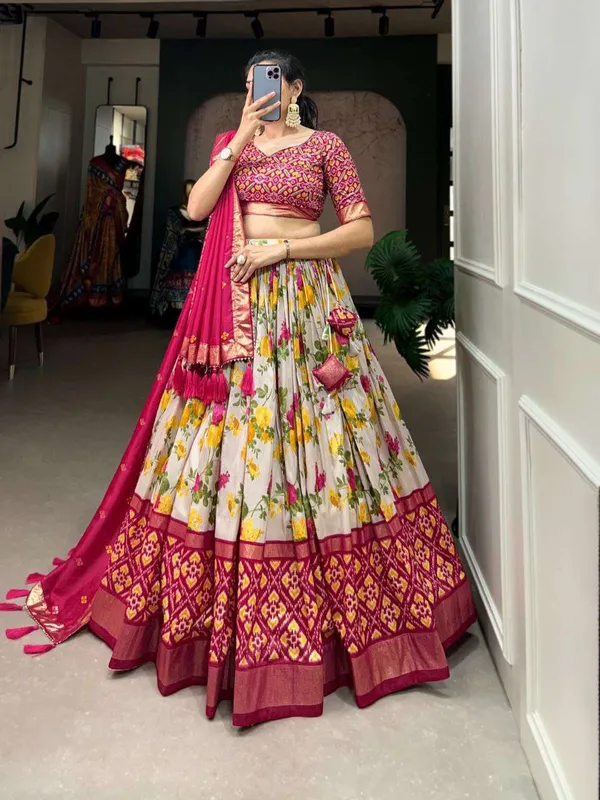 Women_S_Luxurious_Tussar_Silk_Lehenga_Choli_With_Intricate_Prints_Can_Can_Flair