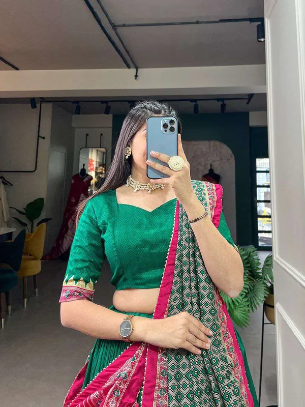 Women_S_Stitched_Ethnic_Lehenga_Choli_With_Zari_Border_And_Contrast_Dupatta