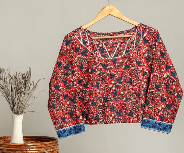 Handmade_Block_Print_Cotton_For_Women_Ethnic_Floral_Printed_Top_With_Long_Sleeves