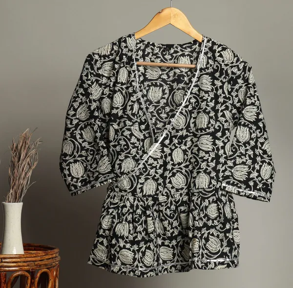 Handmade_Block_Print_Cotton_For_Women_Ethnic_Floral_Printed_Top_With_Long_Sleeves