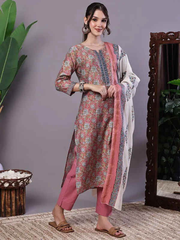 Women_S_Pink_Floral_Chanderi_Printed_Kurta_Set_With_Dupatta_Suit_Sets