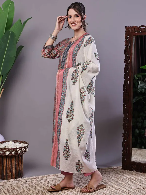 Women_S_Pink_Floral_Chanderi_Printed_Kurta_Set_With_Dupatta_Suit_Sets