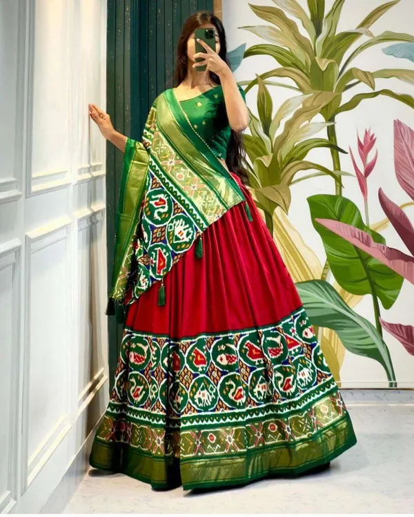 Women_S_Stitched_Tussar_Silk_Patola_Print_Lehenga_Choli_Dupatta_Set
