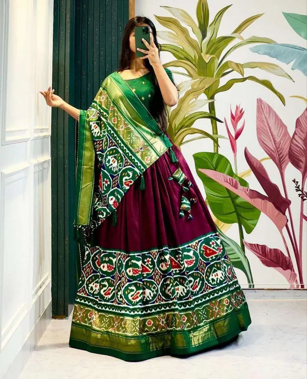 Women_S_Stitched_Tussar_Silk_Patola_Print_Lehenga_Choli_Dupatta_Set