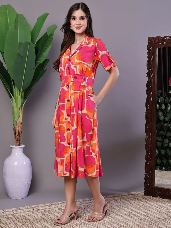 Women_S_Pink_Orange_Abstract_Print_Cotton_Shirt_Dress