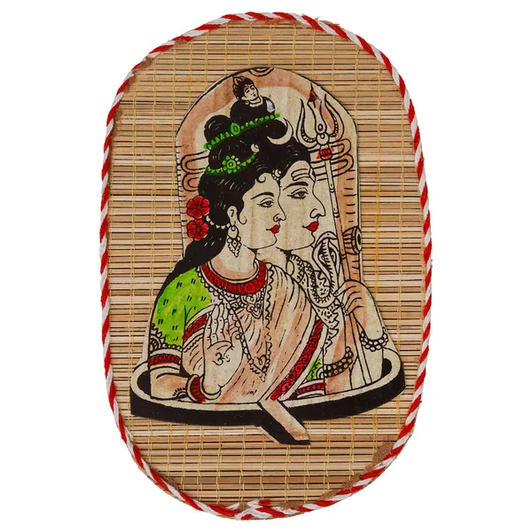 Oval_Shaped_Design_Bamboo_Hand_Crafted_Wall_Hangings_Of_Shiv_Sakti_For_Home_Decor