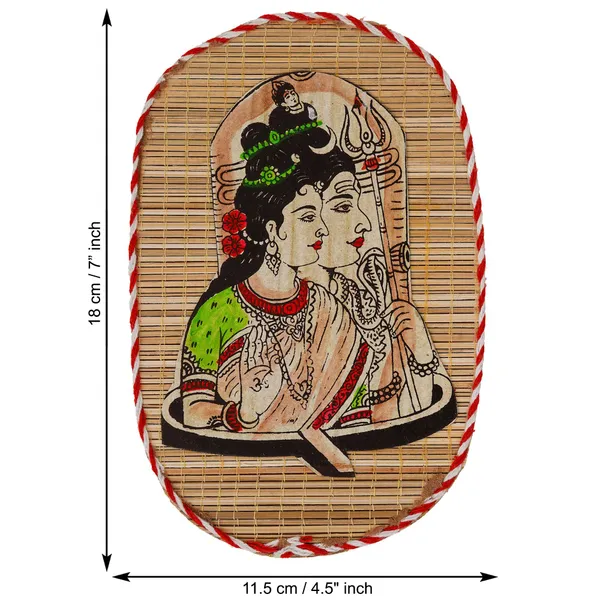 Oval_Shaped_Design_Bamboo_Hand_Crafted_Wall_Hangings_Of_Shiv_Sakti_For_Home_Decor