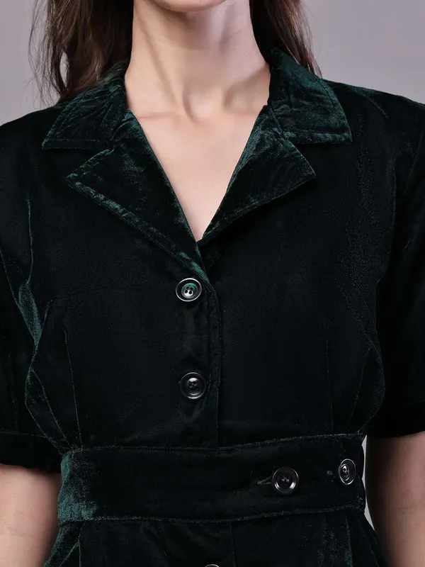 Women_S_Black_Velvet_Solid_Printed_Shirt_Midi_Dress_With_Belt
