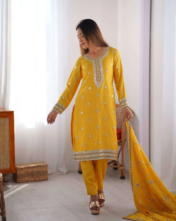 Women_S_Chinon_Silk_Embroidered_Straight_Kurti_With_Pant_And_Dupatta_Set