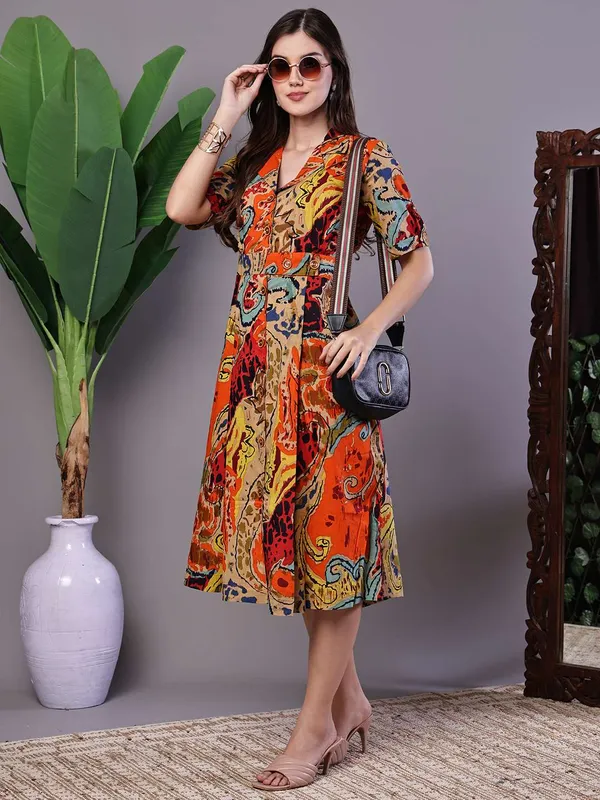 Womens_Bohemian_Chic_Multi_Color_Paisley_Print_Cotton_Collared_Midi_Dress