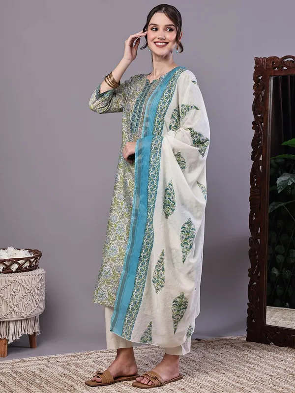 Women_S_Green_Blue_Floral_Chanderi_Printed_Kurta_Set_With_Dupatta_Suit_Sets