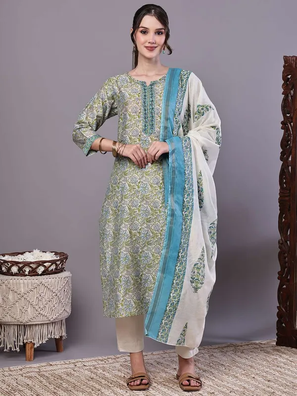 Women_S_Green_Blue_Floral_Chanderi_Printed_Kurta_Set_With_Dupatta_Suit_Sets