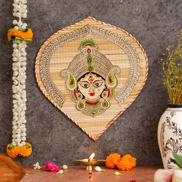 Bamboo_Hand_Crafted_Leaf_Design_Wall_Hangings_Of_Durga_Ji_For_Home_Decor_Bamboo_Art_For_Wall_Decor