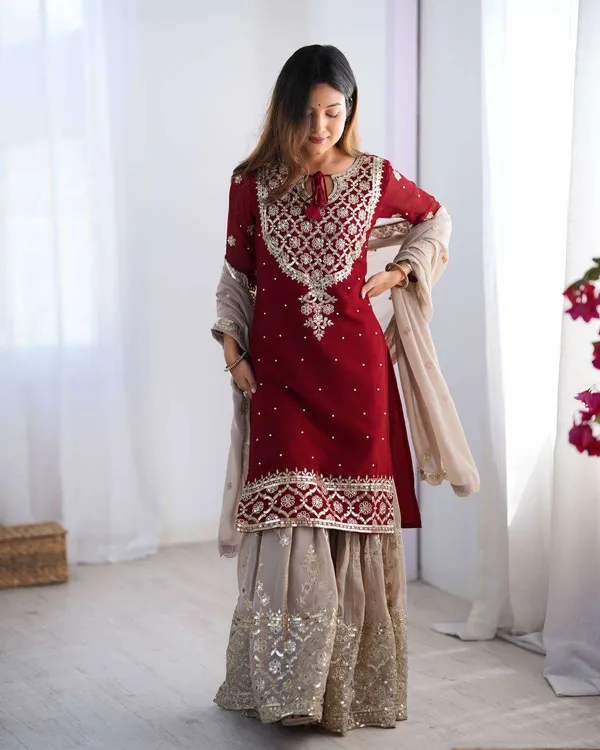Women_S_Faux_Georgette_Sequins_Embroidered_Straight_Kurta_With_Sharara_Suit_And_Dupatta_Set